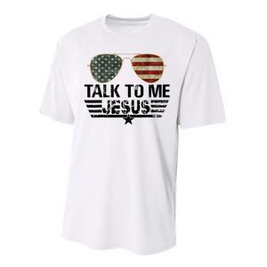 Talk To Me Jesus Glasses Usa Flag Performance Sprint T-Shirt