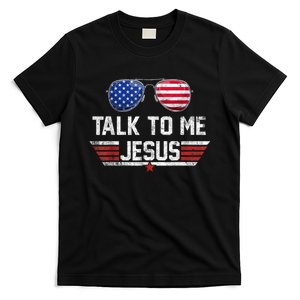 Talk To Me Jesus Glasses US Flag America 4th Of July T-Shirt