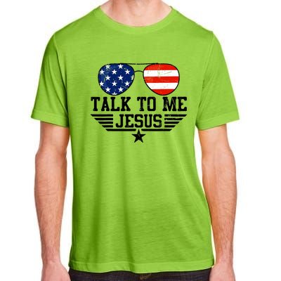 Talk To Me Jesus Glasses Usa Flag Adult ChromaSoft Performance T-Shirt