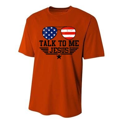 Talk To Me Jesus Glasses Usa Flag Performance Sprint T-Shirt