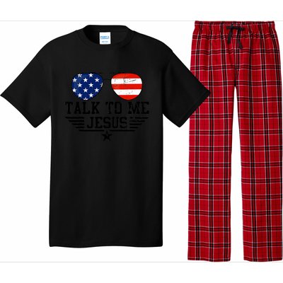 Talk To Me Jesus Glasses Usa Flag Pajama Set