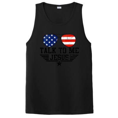 Talk To Me Jesus Glasses Usa Flag PosiCharge Competitor Tank