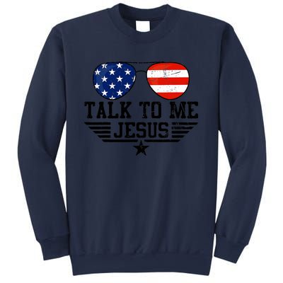 Talk To Me Jesus Glasses Usa Flag Sweatshirt