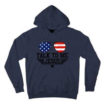 Talk To Me Jesus Glasses Usa Flag Tall Hoodie