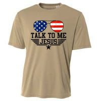 Talk To Me Jesus Glasses Usa Flag Cooling Performance Crew T-Shirt