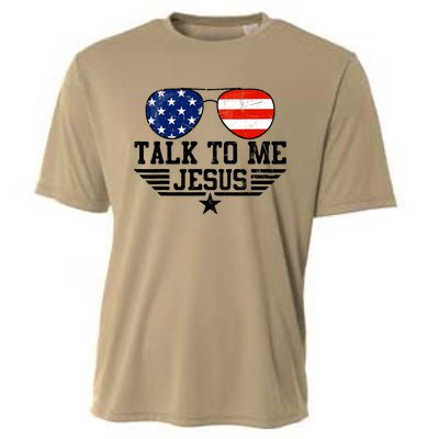 Talk To Me Jesus Glasses Usa Flag Cooling Performance Crew T-Shirt