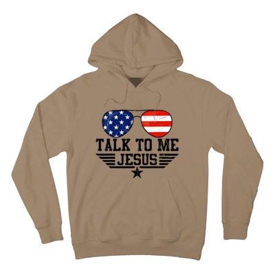 Talk To Me Jesus Glasses Usa Flag Hoodie