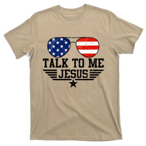 Talk To Me Jesus Glasses Usa Flag T-Shirt