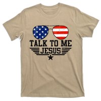 Talk To Me Jesus Glasses Usa Flag T-Shirt