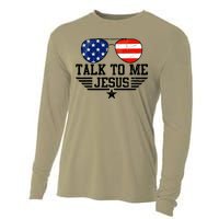 Talk To Me Jesus Glasses Usa Flag Cooling Performance Long Sleeve Crew