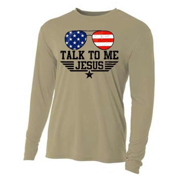 Talk To Me Jesus Glasses Usa Flag Cooling Performance Long Sleeve Crew