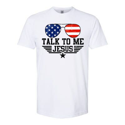 Talk To Me Jesus Glasses Usa Flag Softstyle® CVC T-Shirt