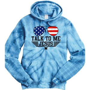 Talk To Me Jesus Glasses Usa Flag Tie Dye Hoodie