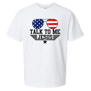 Talk To Me Jesus Glasses Usa Flag Sueded Cloud Jersey T-Shirt