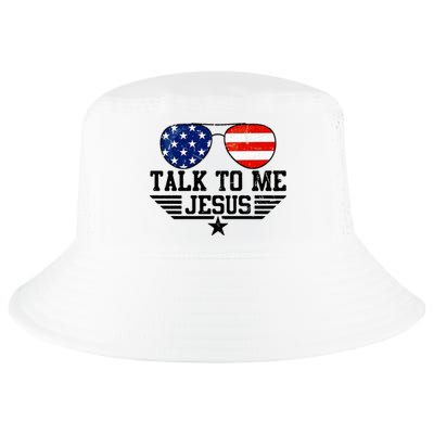 Talk To Me Jesus Glasses Usa Flag Cool Comfort Performance Bucket Hat