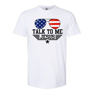 Talk To Me Jesus Glasses Usa Flag Softstyle CVC T-Shirt