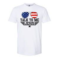 Talk To Me Jesus Glasses Usa Flag Softstyle CVC T-Shirt