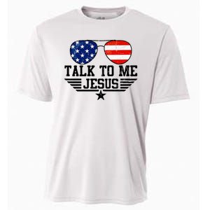 Talk To Me Jesus Glasses Usa Flag Cooling Performance Crew T-Shirt