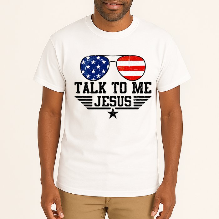 Talk To Me Jesus Glasses Usa Flag Tall T-Shirt