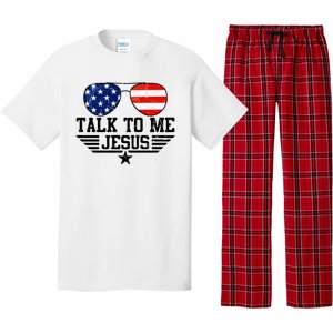 Talk To Me Jesus Glasses Usa Flag Pajama Set