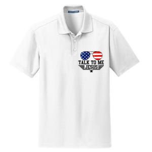 Talk To Me Jesus Glasses Usa Flag Dry Zone Grid Polo