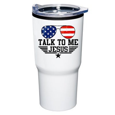 Talk To Me Jesus Glasses Usa Flag Tumbler