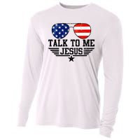 Talk To Me Jesus Glasses Usa Flag Cooling Performance Long Sleeve Crew