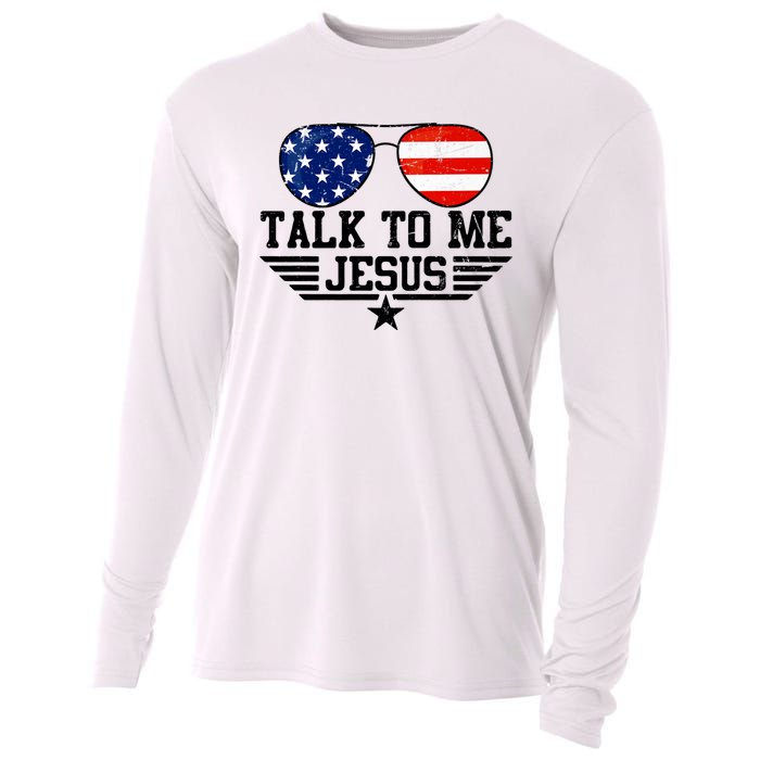 Talk To Me Jesus Glasses Usa Flag Cooling Performance Long Sleeve Crew