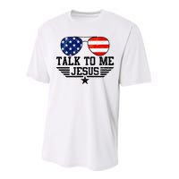 Talk To Me Jesus Glasses Usa Flag Performance Sprint T-Shirt