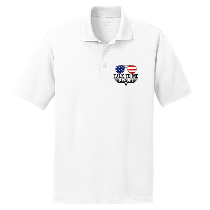 Talk To Me Jesus Glasses Usa Flag PosiCharge RacerMesh Polo