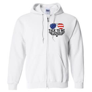 Talk To Me Jesus Glasses Usa Flag Full Zip Hoodie