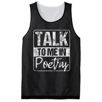 Talk To Me In Poetry Poet Literature Poem Writing Mesh Reversible Basketball Jersey Tank