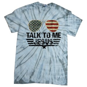 Talk To Me Jesus Glasses US Flag Tie-Dye T-Shirt