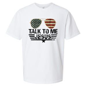 Talk To Me Jesus Glasses US Flag Sueded Cloud Jersey T-Shirt