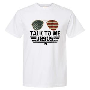 Talk To Me Jesus Glasses US Flag Garment-Dyed Heavyweight T-Shirt