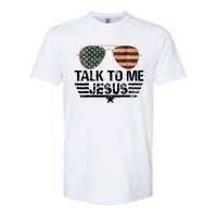 Talk To Me Jesus Glasses US Flag Softstyle CVC T-Shirt