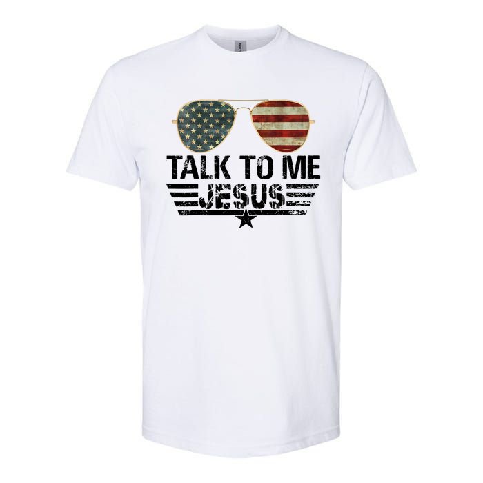 Talk To Me Jesus Glasses US Flag Softstyle CVC T-Shirt