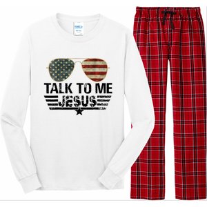 Talk To Me Jesus Glasses US Flag Long Sleeve Pajama Set