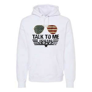 Talk To Me Jesus Glasses US Flag Premium Hoodie