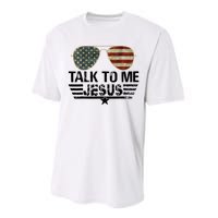 Talk To Me Jesus Glasses US Flag Performance Sprint T-Shirt