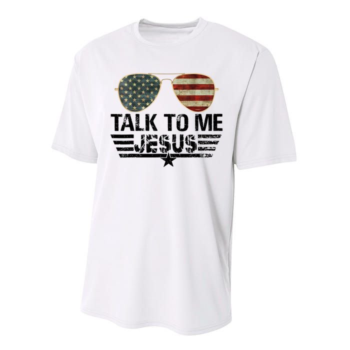 Talk To Me Jesus Glasses US Flag Performance Sprint T-Shirt