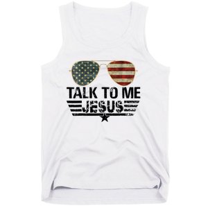 Talk To Me Jesus Glasses US Flag Tank Top