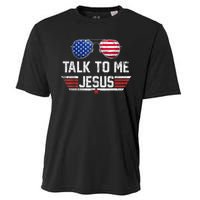 Talk To Me Jesus Glasses US Flag Cooling Performance Crew T-Shirt