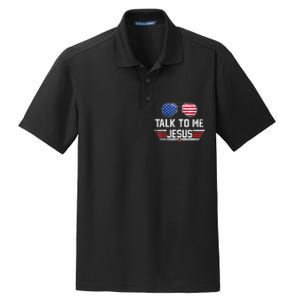 Talk To Me Jesus Glasses US Flag Dry Zone Grid Polo