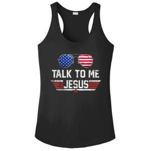 Talk To Me Jesus Glasses US Flag Ladies PosiCharge Competitor Racerback Tank