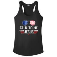 Talk To Me Jesus Glasses US Flag Ladies PosiCharge Competitor Racerback Tank