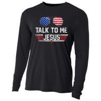 Talk To Me Jesus Glasses US Flag Cooling Performance Long Sleeve Crew