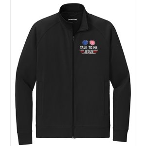 Talk To Me Jesus Glasses US Flag Stretch Full-Zip Cadet Jacket