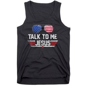 Talk To Me Jesus Glasses US Flag Tank Top