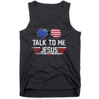 Talk To Me Jesus Glasses US Flag Tank Top